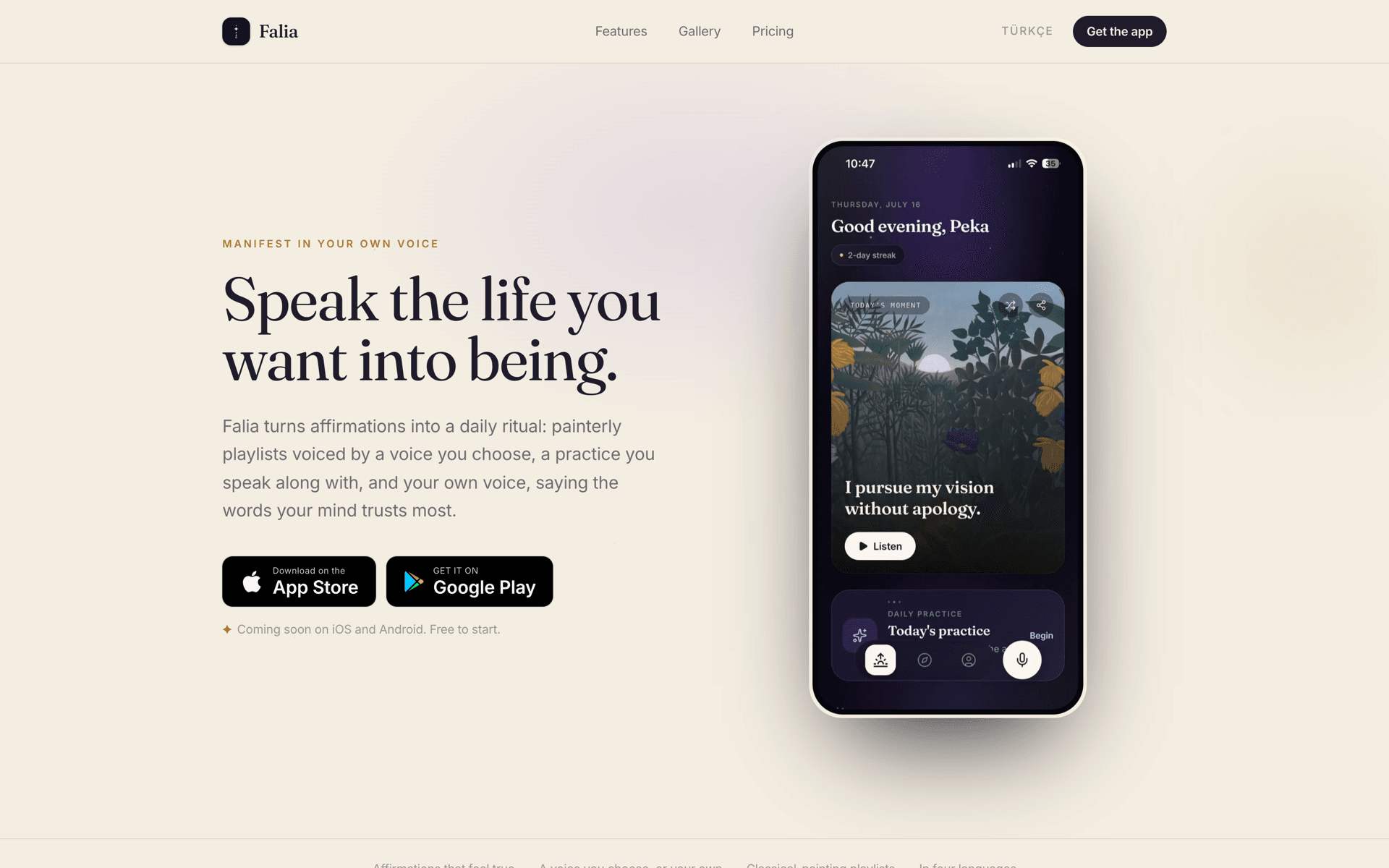 Falia — interface