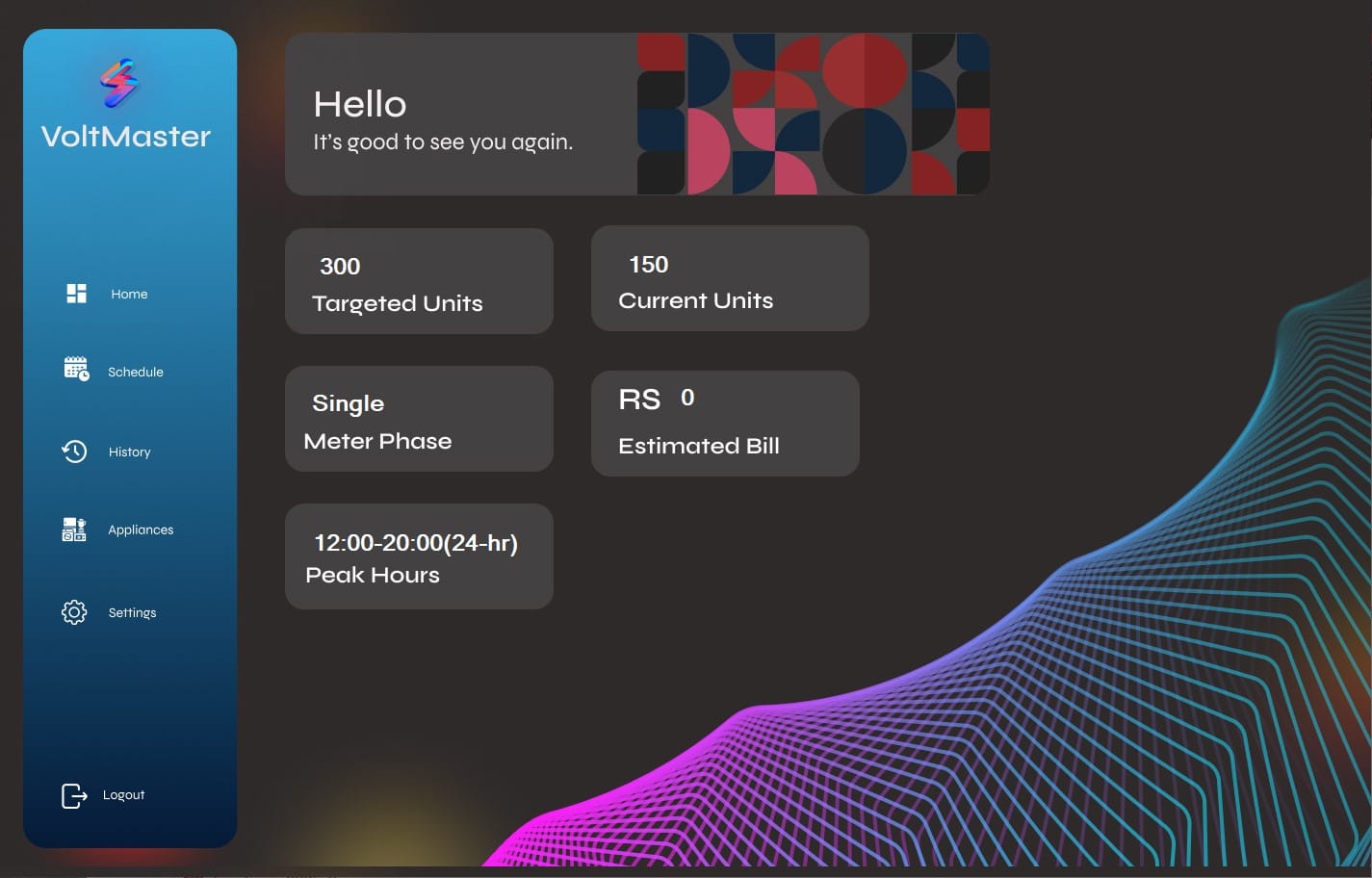 VoltMaster — interface