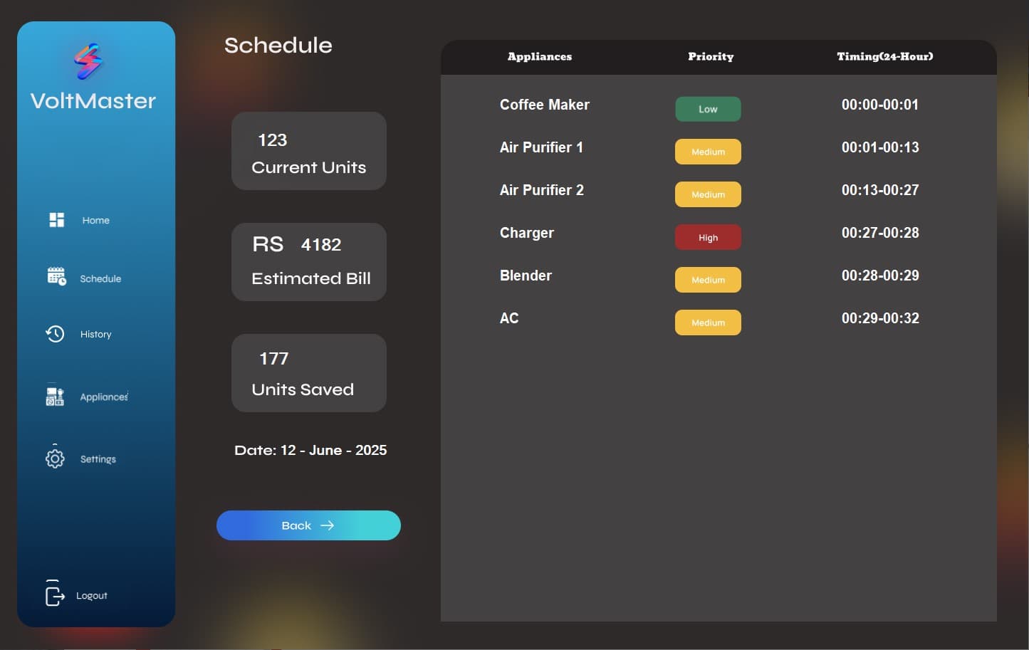 VoltMaster — screen
